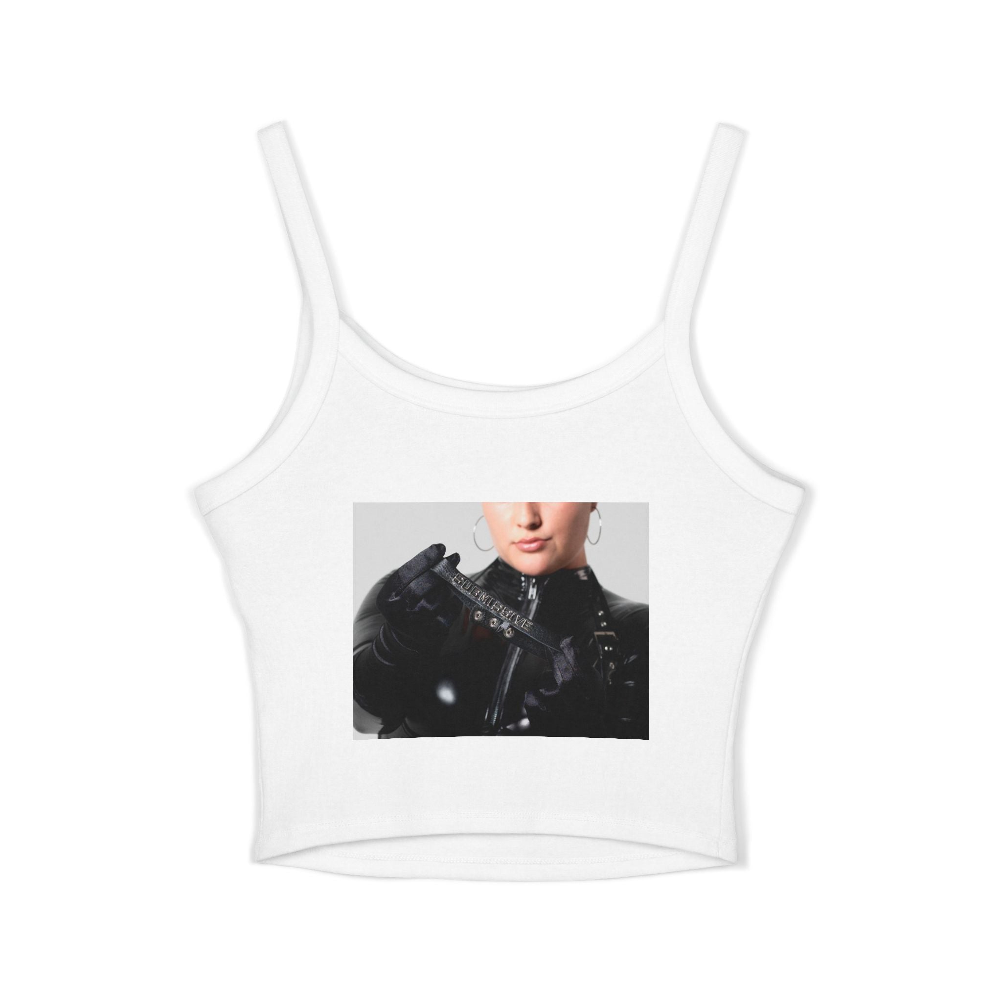Spaghetti Tank — “Now Be a Good Boy” Graphic Crop Top