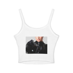 Spaghetti Tank — “Now Be a Good Boy” Graphic Crop Top