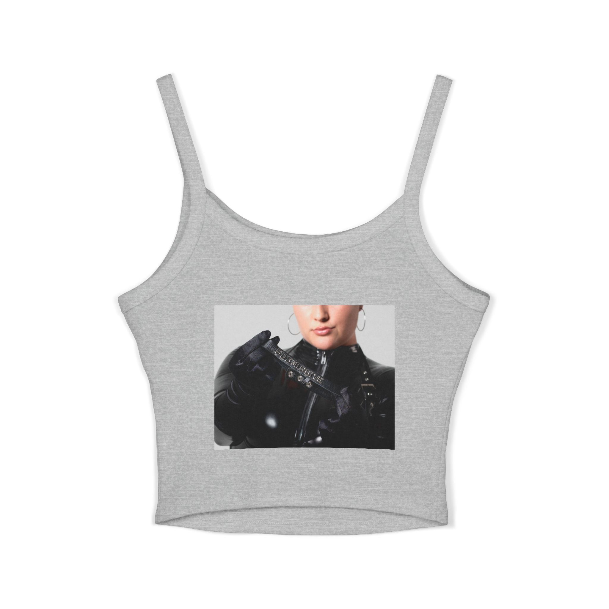 Spaghetti Tank — “Now Be a Good Boy” Graphic Crop Top