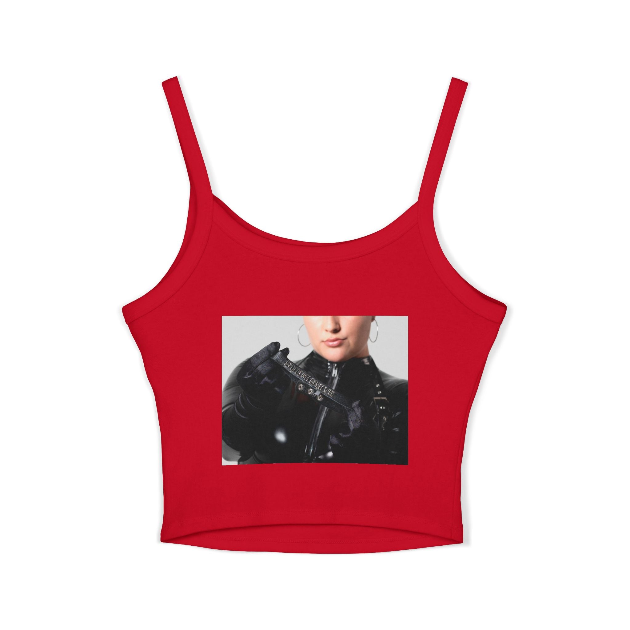 Spaghetti Tank — “Now Be a Good Boy” Graphic Crop Top