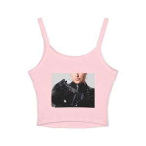 Spaghetti Tank — “Now Be a Good Boy” Graphic Crop Top