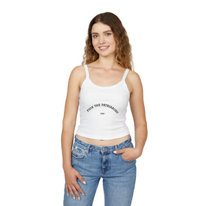 Fuck The Patriarchy Tank Top | Feminist Statement Crop Spaghetti Strap